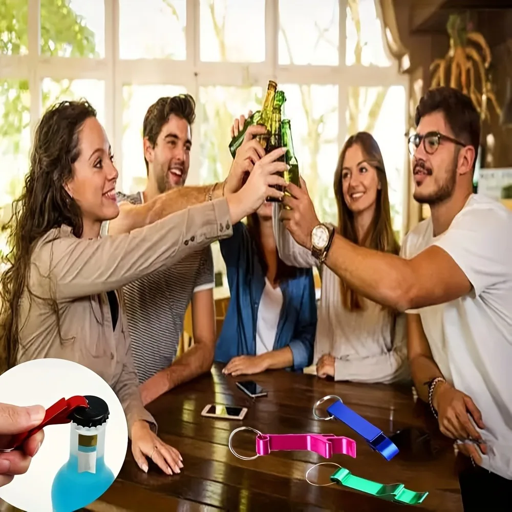 다채로운 병따개 열쇠 고리 체인 휴대용 금속 미니 맥주 캔따개 키 체인 금속 맥주 주방 바 도구 액세서리