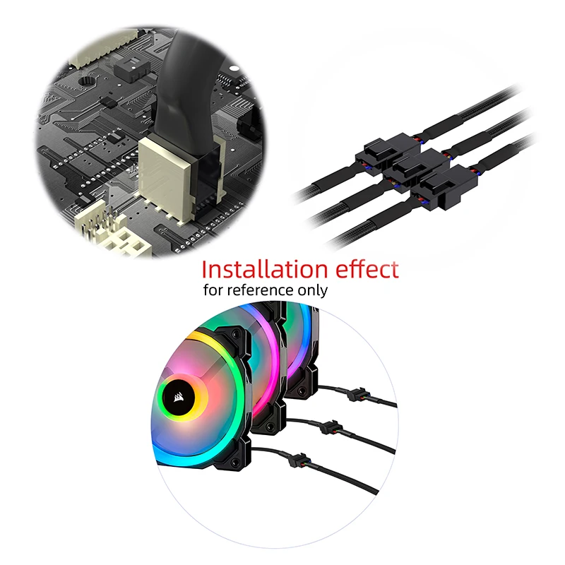 Cylarix PWM 팬 분배기 케이블 PC 4Pin 1 ~ 4 가지 방법 팬 전원 확장 어댑터 케이블 검정색 슬리브 땋은 케이블 27cm/10.5 인치