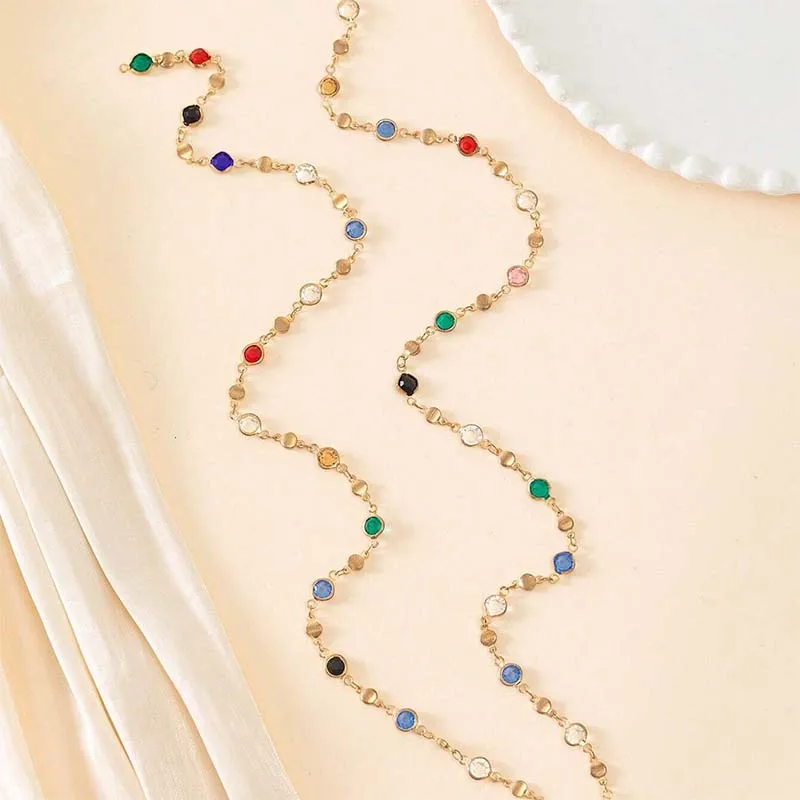 LATS 여성을위한 새로운 럭셔리 다채로운 긴 술 목걸이 반짝 이는 라인 석 크리스탈 지르콘 초커 보헤미안 성명 쥬얼리 선물