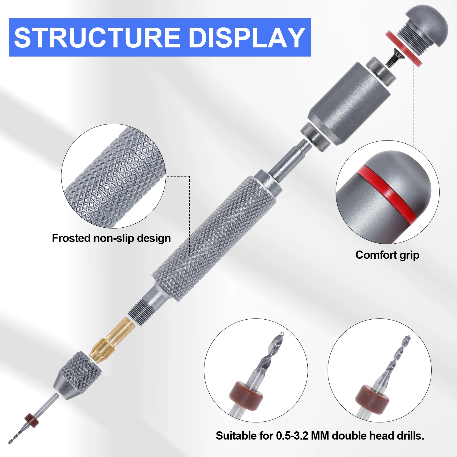 11 또는 21피스 니들 바이스 세트 감압 핸드 트위스트 드릴 이중 베어링 다양한 크기의 회전식 교환 가능 비트