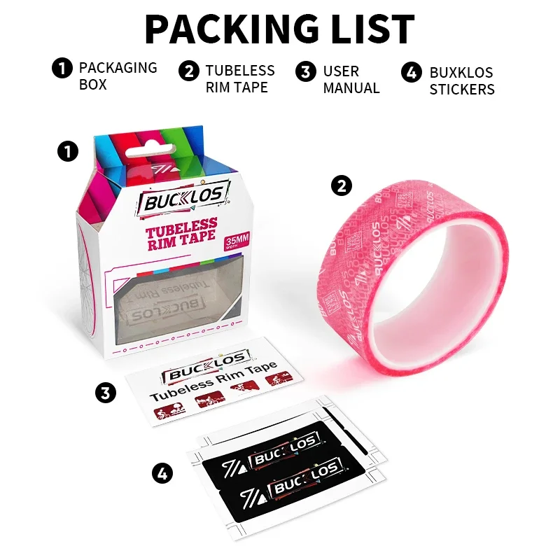 BUCKLOS 자전거 튜브리스 테이프 MTB 튜브리스 타이어 라이너 자전거 림 스트립 내마모성 휠 RimTape 17/19/21/23/25/28/30/32/35mm