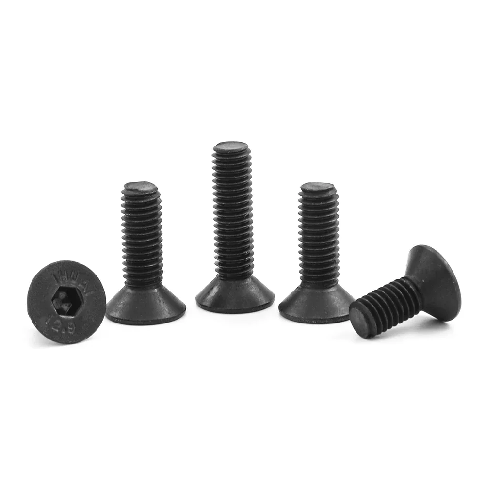 JUIDINTO 2-50pcs 플랫 헤드 알렌 나사 M2 M2.5 M3 M4 M5 M6 M8 12.9 가구용 탄소강 육각 소켓 플랫 헤드 나사 볼트