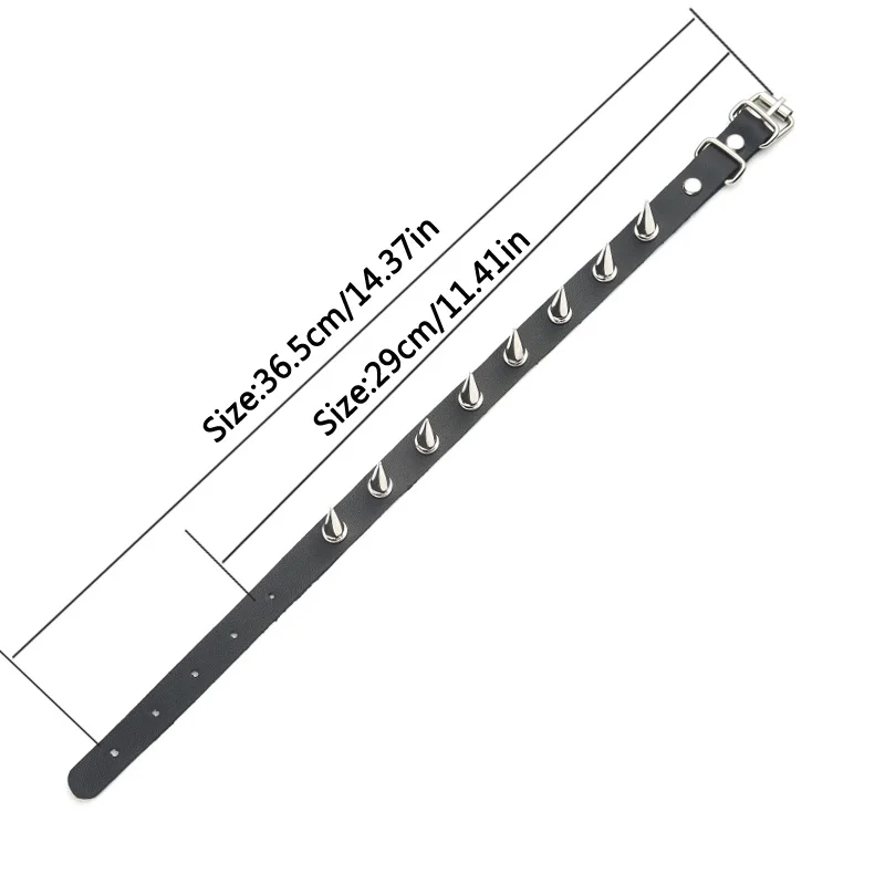 블랙 스파이크 초커 목걸이 리벳 스터드 펑크 록 가짜 가죽 고스 칼라 여성 Chocker Girls 하라주쿠 의상 고딕 쥬얼리