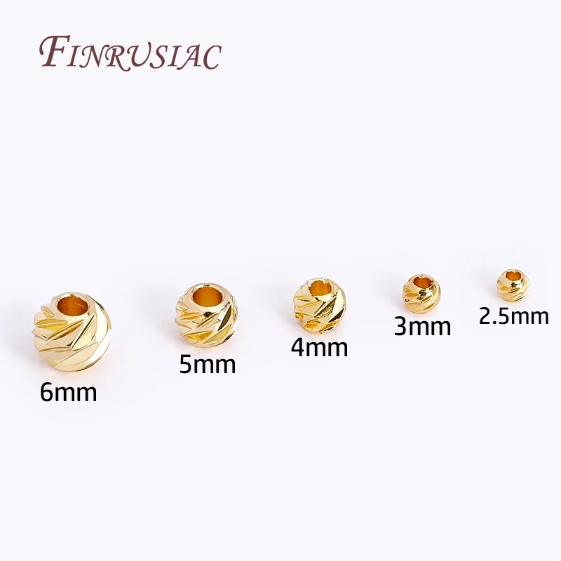 보석에 대 한 2.5/3/4/5/6MM 스페이서 비즈 구슬, DIY 구슬 결과, 컷 패턴 라운드 구슬에 대 한 18K 골드 도금 구분 기호