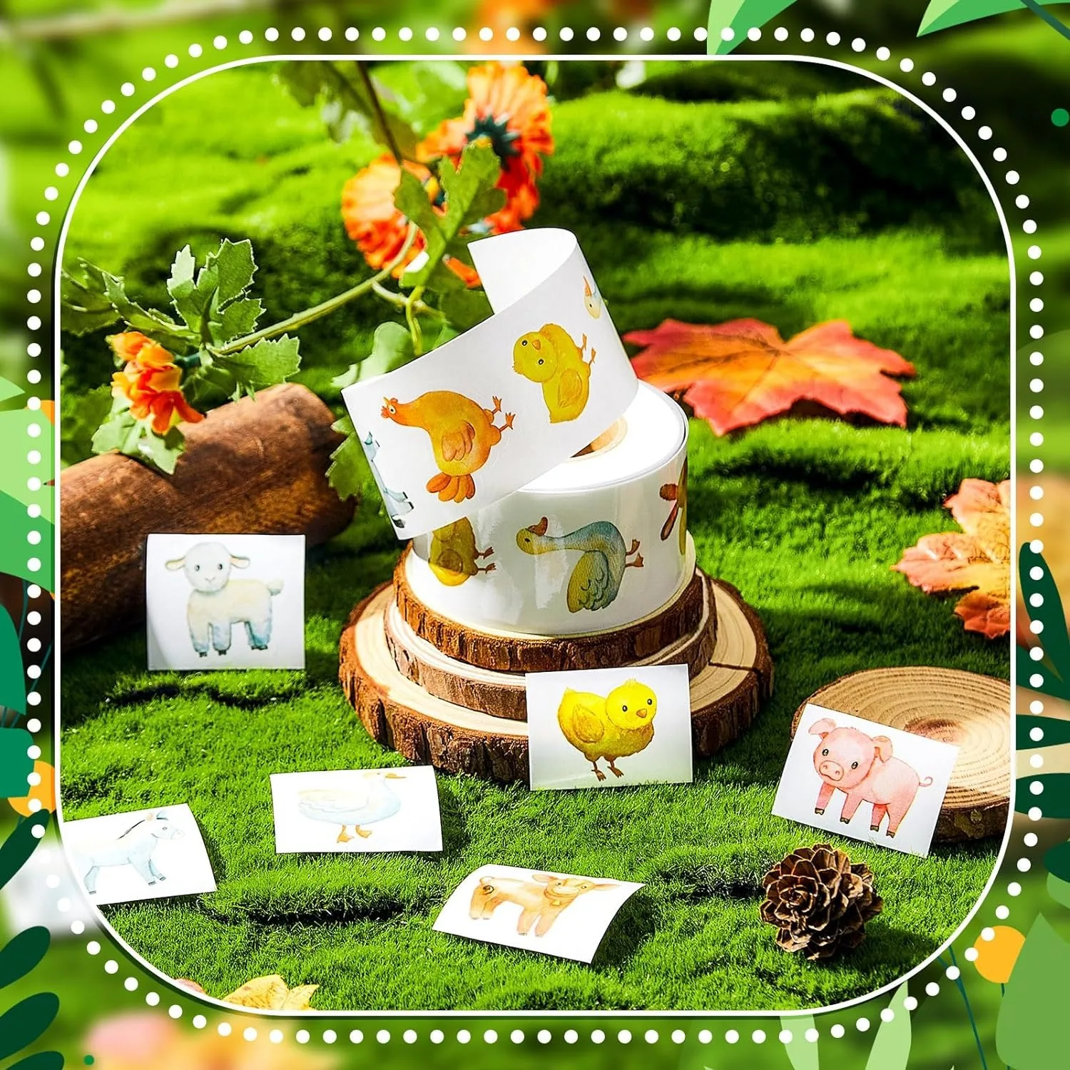 100-500pcs 만화 농장 동물원 동물 스티커 장식 보상 DIY 스티커 스크랩북 스케이트 보드 라운드 씰링 라벨 편지지