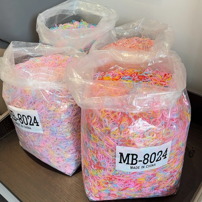 500 개/가방 소녀 다채로운 일회용 고무 밴드 헤어 넥타이 머리띠 어린이 포니 테일 홀더 밴드 어린이 헤어 액세서리
