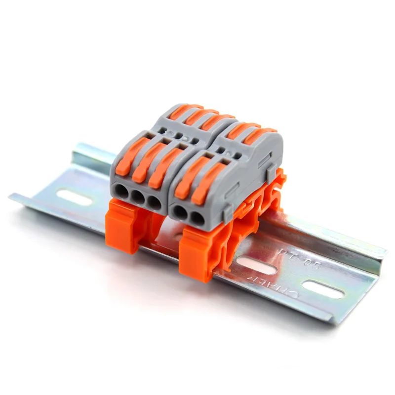 미니 T 레일 타입 와이어 커넥터, 빠른 범용 소형 도체 배선 케이블, 전기 커넥터, 푸시 인 버트 터미널 블록