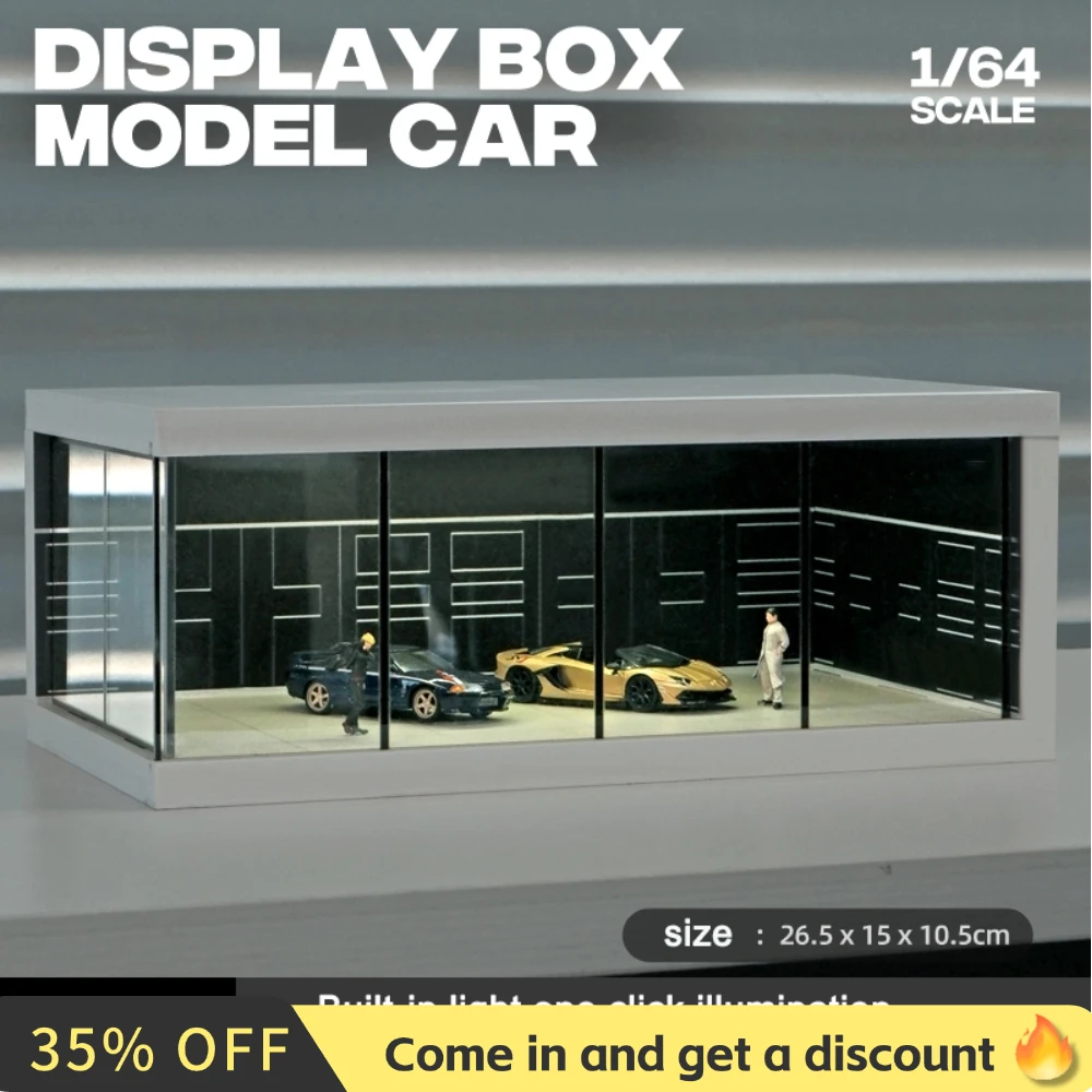 1/64 모델 주차 공간 조명이 있는 자동차 주차 공간 시뮬레이션 장식 장면(피규어 및 자동차는 포함되지 않음)