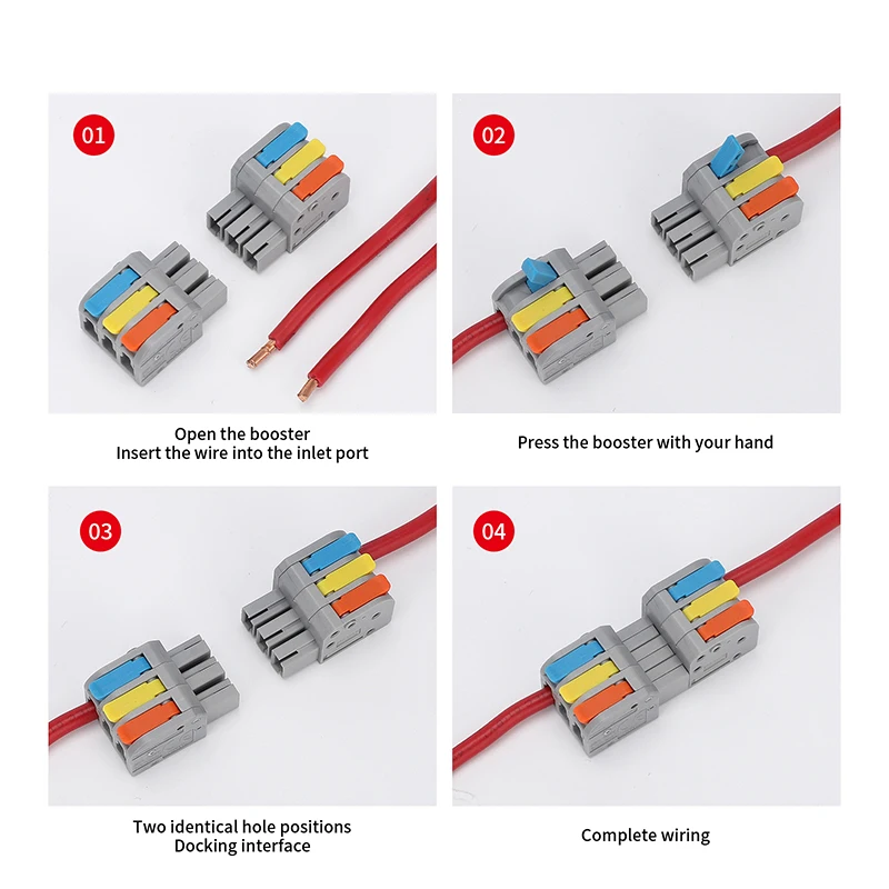 10PCS 도킹 미니 퀵 와이어 커넥터 범용 소형 전기 배선 커넥터 푸시 인 버트 도체 터미널 블록