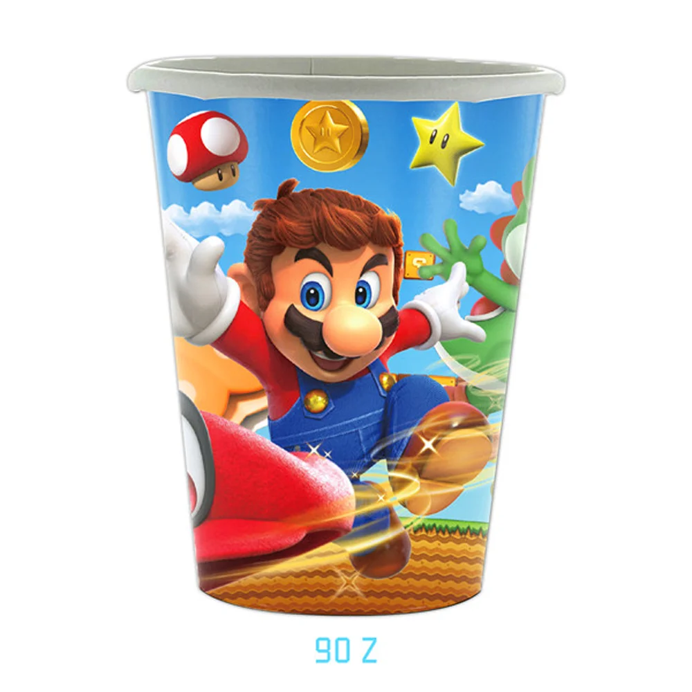 만화 게임 슈퍼 브라더스 생일 파티 장식 마리오 일회용 식기 풍선 식탁보 컵 배너 파티 용품