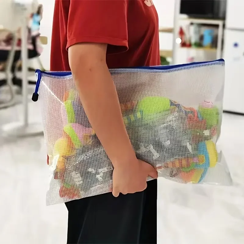 메쉬 지퍼 파우치 문서 가방, 방수 지퍼 파일 폴더, 필통 보관 가방, 학교 사무용품, A3, A4, A5, A6, 5/10 개