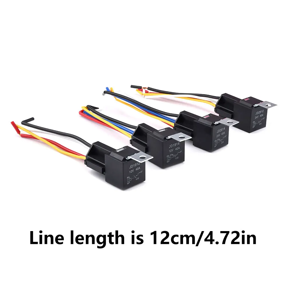 방수 자동차 릴레이 12V 24V 4Pin 5Pin 40A 자동차 릴레이 검정색 빨간색 구리 터미널 자동 릴레이 하네스 릴레이 소켓