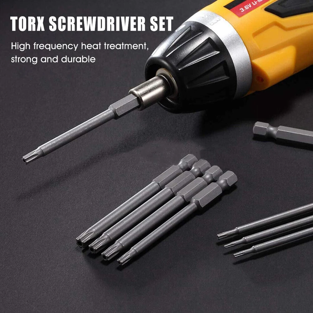 11 PCS Torx 보안 비트 세트 S2 강철 자기 보안 스크루 드라이버 세트 상어 진공 T6-T40 용 50/100mm 스타 스크루 드라이버 세트