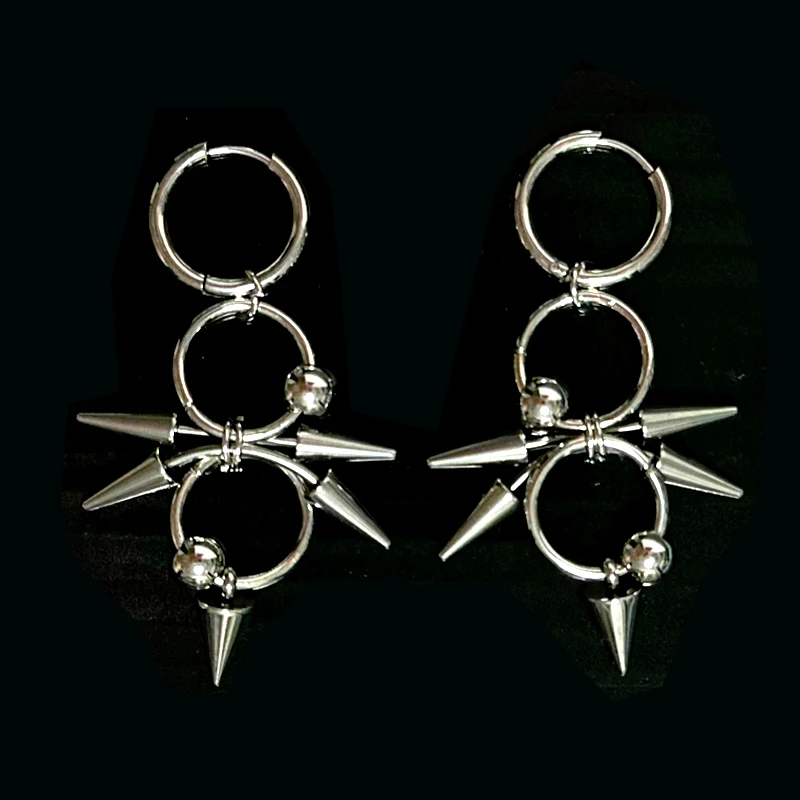 고스 쥬얼리 리벳 타이거 네일 귀걸이 그런지 락 액세서리 펑크 체인 귀걸이 여성 펑크 매력 패션 귀걸이 미적
