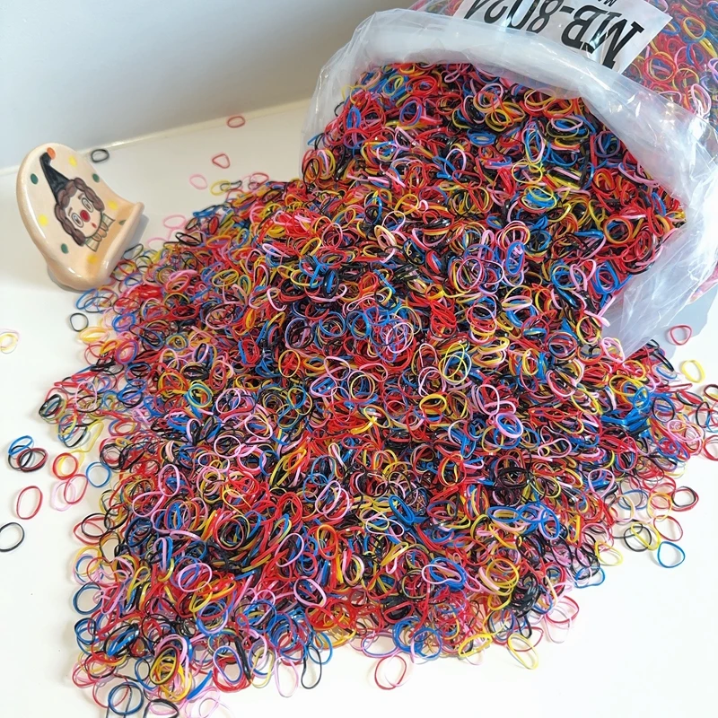 500 개/가방 소녀 다채로운 일회용 고무 밴드 헤어 넥타이 머리띠 어린이 포니 테일 홀더 밴드 어린이 헤어 액세서리