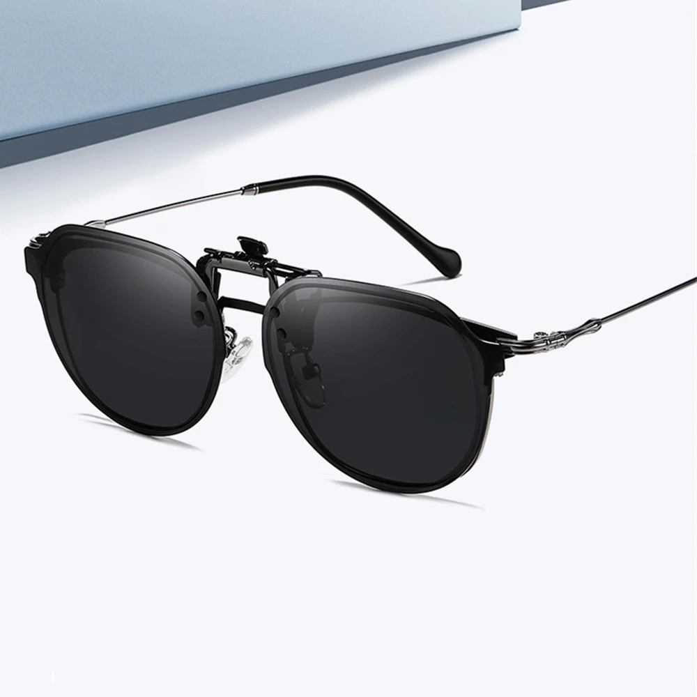 VIVIBEE 남성 편광 렌즈 선글라스에 클립을 뒤집기 여성 빅 사이즈 운전 선글라스 클립 2025 Trending Product