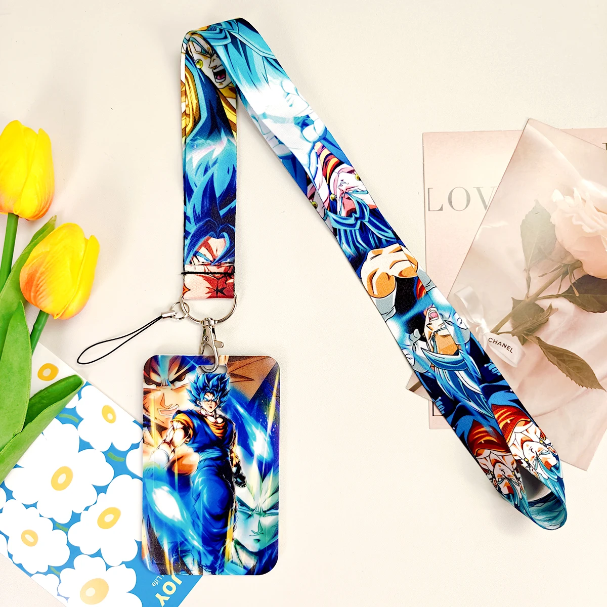 드래곤 볼 자격 증명 홀더 카드 배지 용 키 넥 스트랩 용 일본 애니메이션 매는 밧줄 체육관 키 체인 열쇠 고리 액세서리 선물