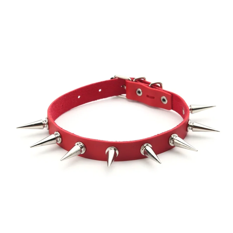 블랙 스파이크 초커 목걸이 리벳 스터드 펑크 록 가짜 가죽 고스 칼라 여성 Chocker Girls 하라주쿠 의상 고딕 쥬얼리
