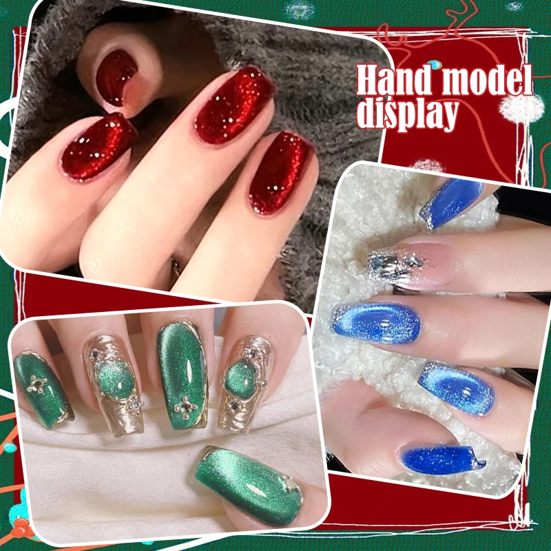 7ml 레드 고양이 마그네틱 젤 매니큐어 블루 그린 세미 퍼머넌트 여름 발렌타인 손톱 네일 아트 UV 젤 광택 매니큐어 DIY