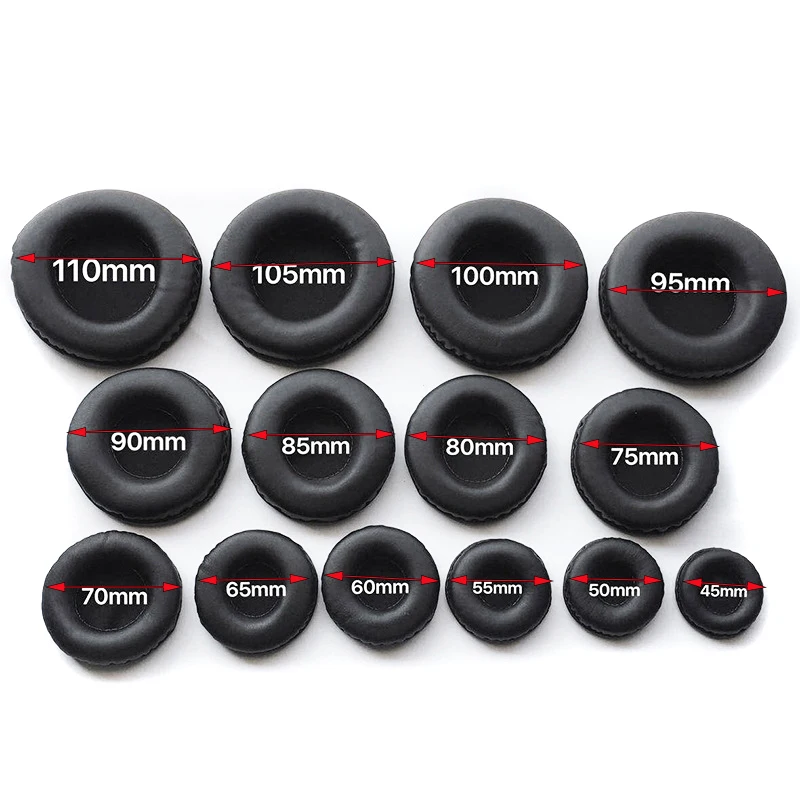 헤드폰 커버용 이어 패드 스폰지 가죽 폼 쿠션, 40mm 50mm 55mm 60mm 65mm 70mm 75mm 80mm 85mm 90 95 100 105mm 110mm