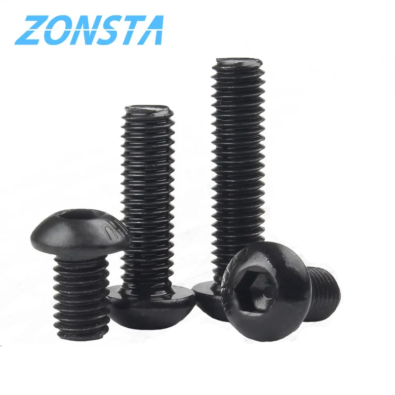 ISO7380 M2 M2.5 M3 M4 M5 M6 라운드 블랙 10.9 등급 육각 나사 육각 나사 캡 소켓 버튼 헤드 알렌 가구 볼트