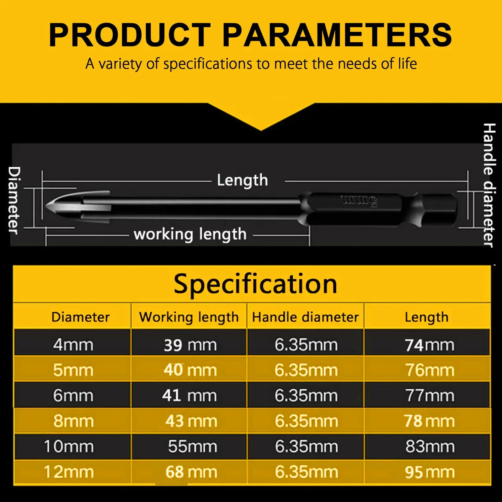1Pc 다이아몬드 드릴 비트 구멍 톱 세트 타일 콘크리트 벽돌 유리 세라믹 나무 금속 돌 4-12mm 목공 도구 Dropshipping