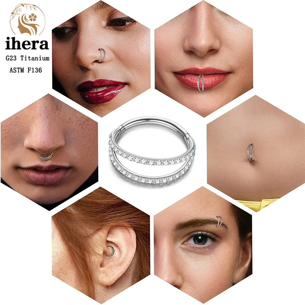 G23 티타늄 코 링 리모콘 귀 연골 Tragus Helix Daith 라운드 귀걸이 고리 CZ 16G 힌지 세그먼트 바디 피어싱 쥬얼리
