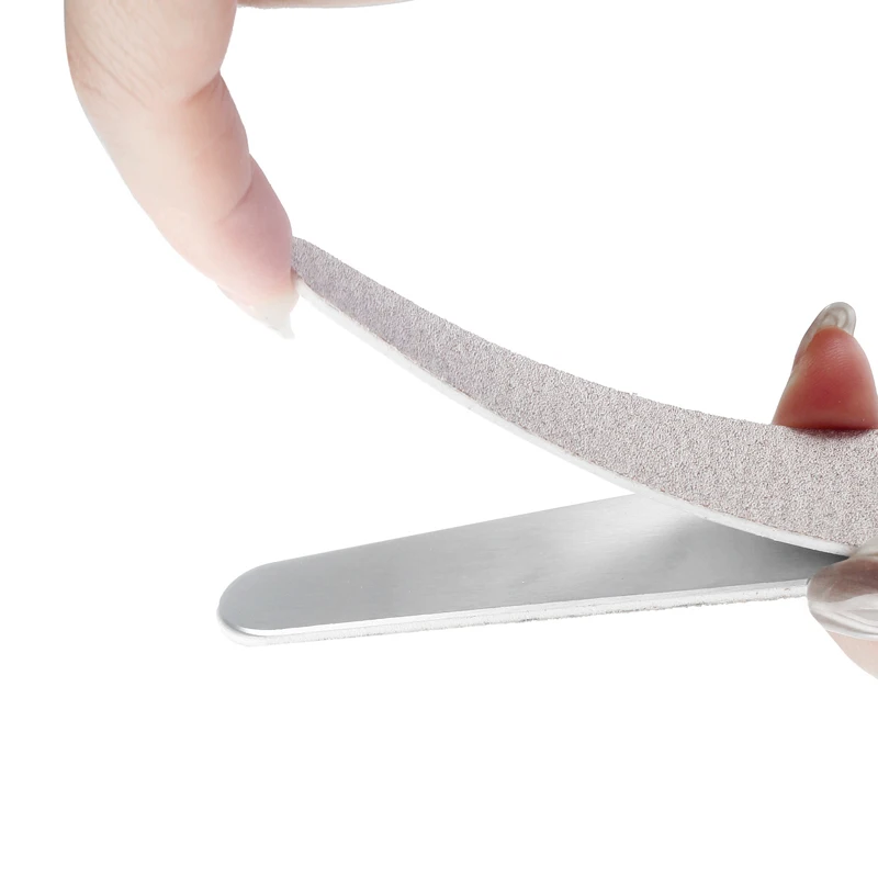 10 Pcs 하프 문 이동식 사포 네일 파일 스틸 핸들 80/100/180/240 금속 교체 파일 패드 일회용 매니큐어