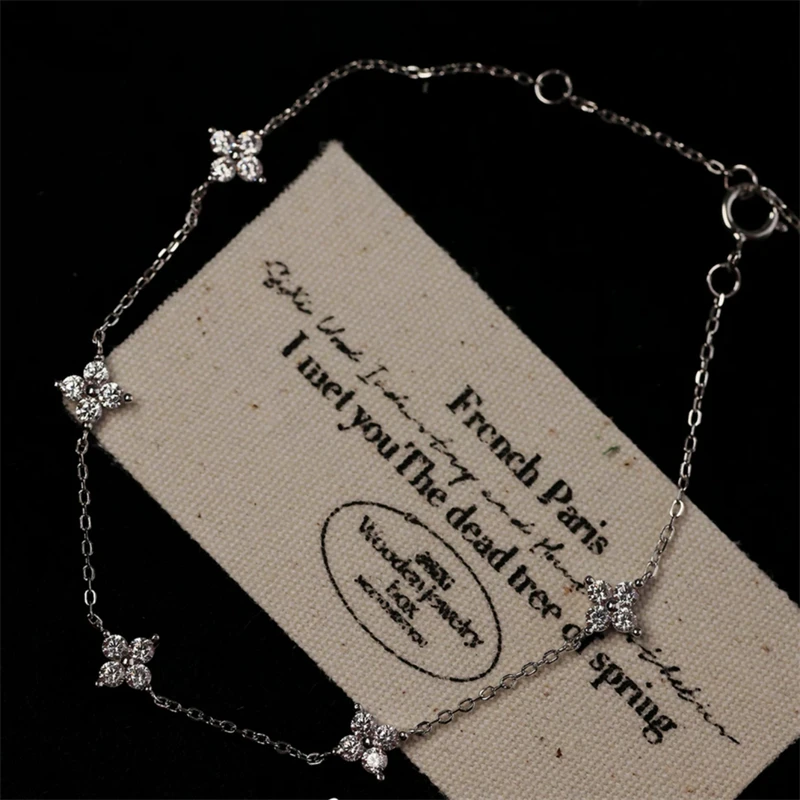 2024 새로운 크리스탈 꽃 스테인레스 스틸 팔찌 여성 패션 성격 한국어 팔찌 쥬얼리 액세서리 기념일 선물