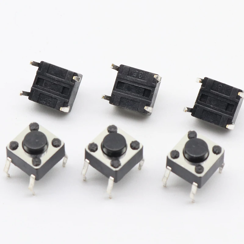 50 개/몫 6x6x4.3MM 4PIN G89 촉각 택트 푸시 버튼 마이크로 스위치 직접 플러그인 셀프 리셋 DIP 상단 구리