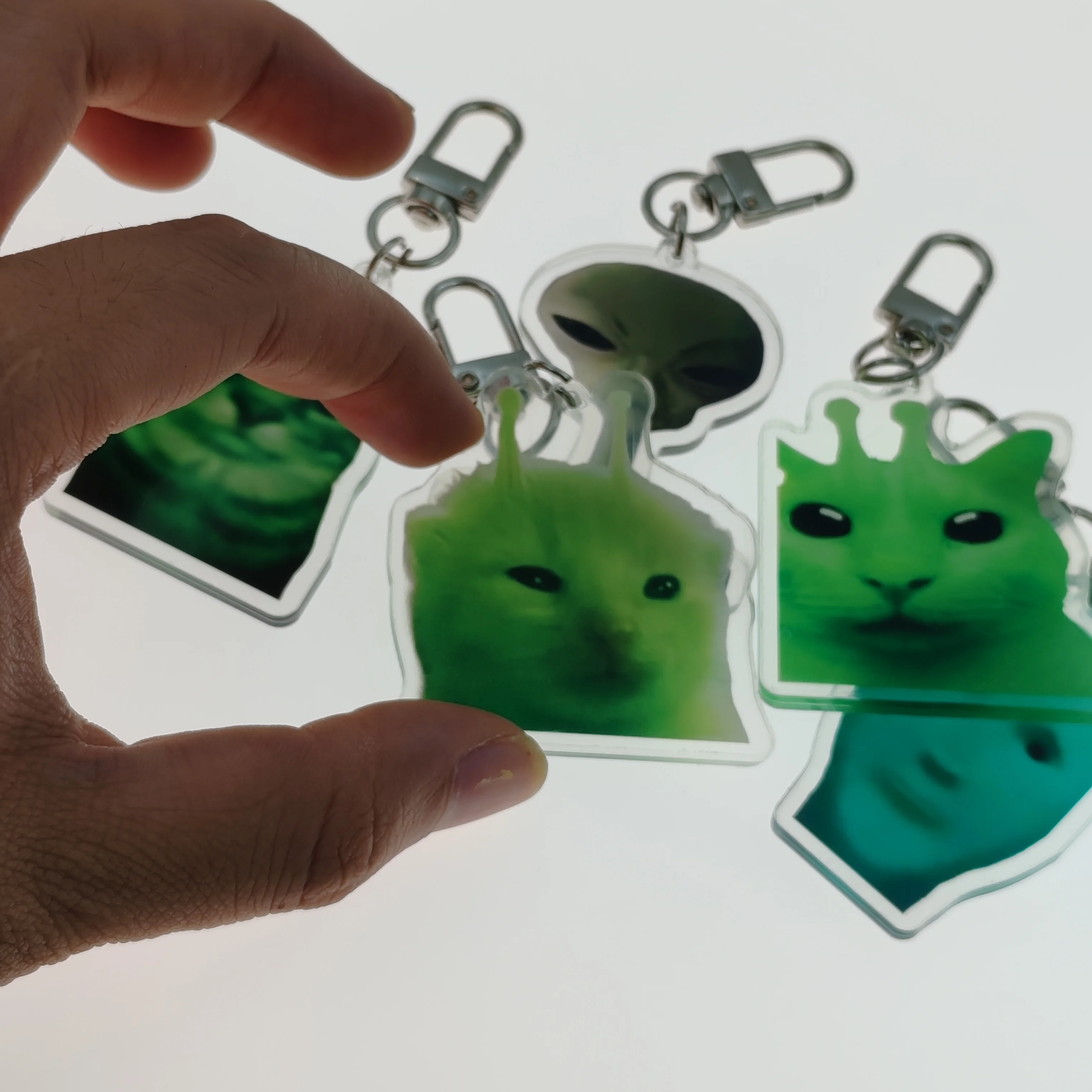 zip zip zap zap zip zip, 외계인 고양이 밈, 외계인 키체인, 녹색 외계인 고양이 재미있는 귀여운 키체인, 배낭 펜던트