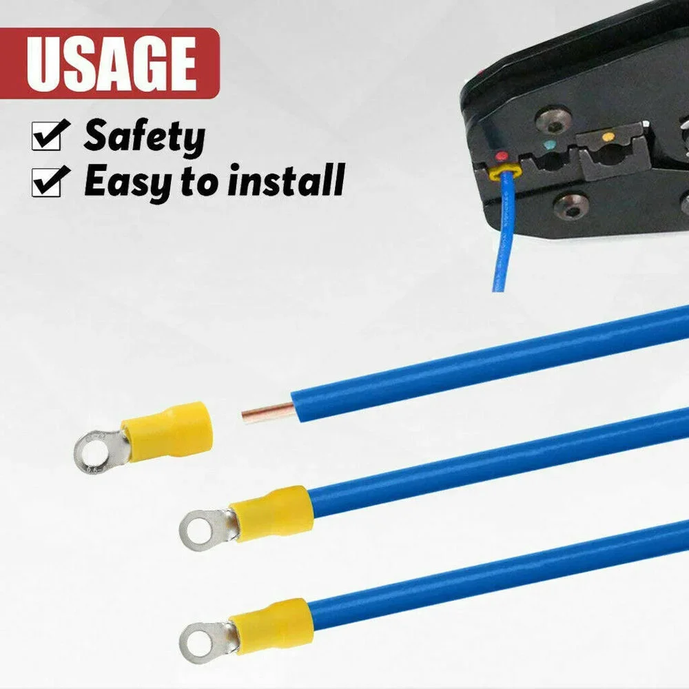 10/50/100PCS 노란색 링 4-6MM 절연 와이어 커넥터 전기 압착 단자 케이블 와이어 12-10AWG 자동차 오디오 압착 커넥터