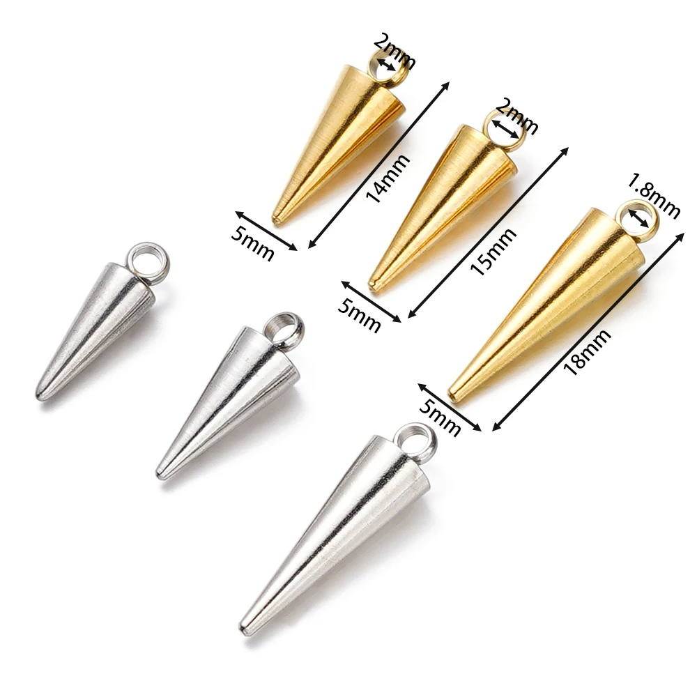 10 개/몫 스테인레스 스틸 콘 매력 여성을위한 레트로 스파이크 비즈 펜던트 남자 후프 귀걸이 DIY 쥬얼리 용품 만들기