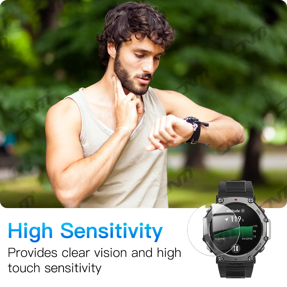 Amazfit T-Rex 3 스크린 보호대 강화 유리 스크래치 방지 필름, 9H 경도, Amazfit Trex 3 액세서리