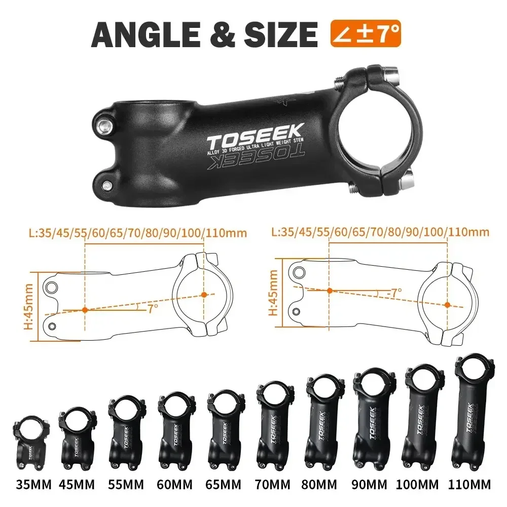 TOSEEK 자전거 핸들 줄기 60/70/80/90/100mm MTB 줄기 28.6mm 31.8mm 네거티브 전력 Mtb 경량 도로 자전거 테이블