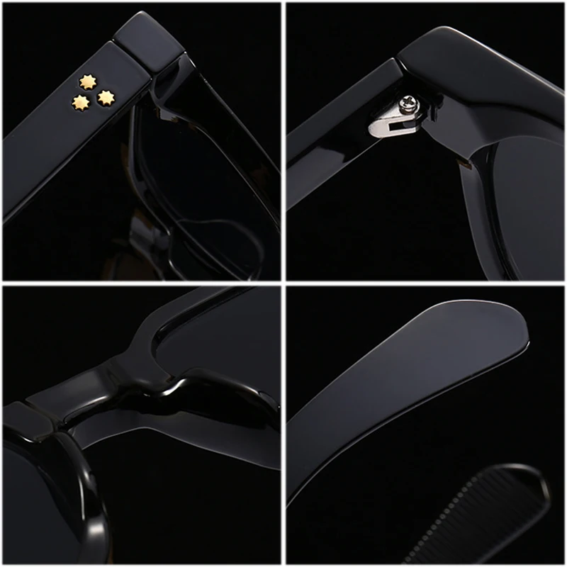 SHAUNA 레트로 스퀘어 남성 리벳 선글라스 음영 UV400 패션 여성 녹색 태양 안경