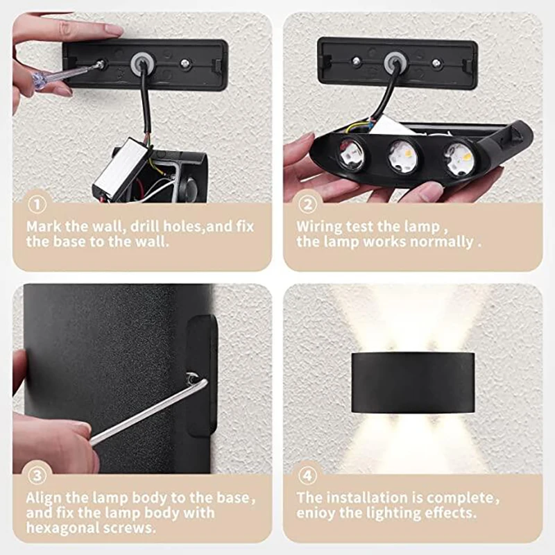 LED 벽 돌출 현대 실내 실외 램프, 화이트 업 다운 벽 마운트 조명, 거실 복도 침실 장식