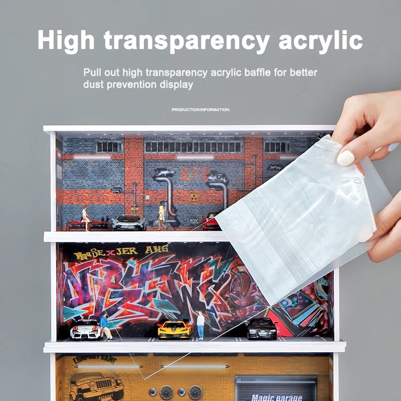 1/64 모델 주차 공간 조명이 있는 자동차 주차 공간 시뮬레이션 장식 장면(피규어 및 자동차는 포함되지 않음)