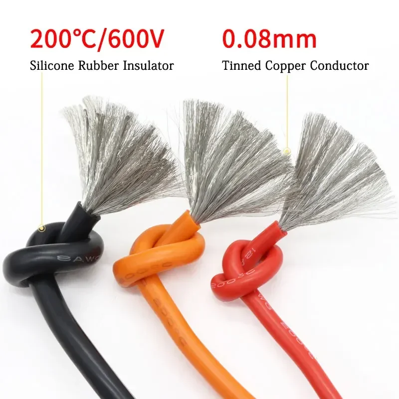 1/5M 연질 실리콘 와이어 30 28 26 24 22 20 18 16 15 14 13 12 10 8 6 4AWG 고온 유연한 구리 내열성 케이블