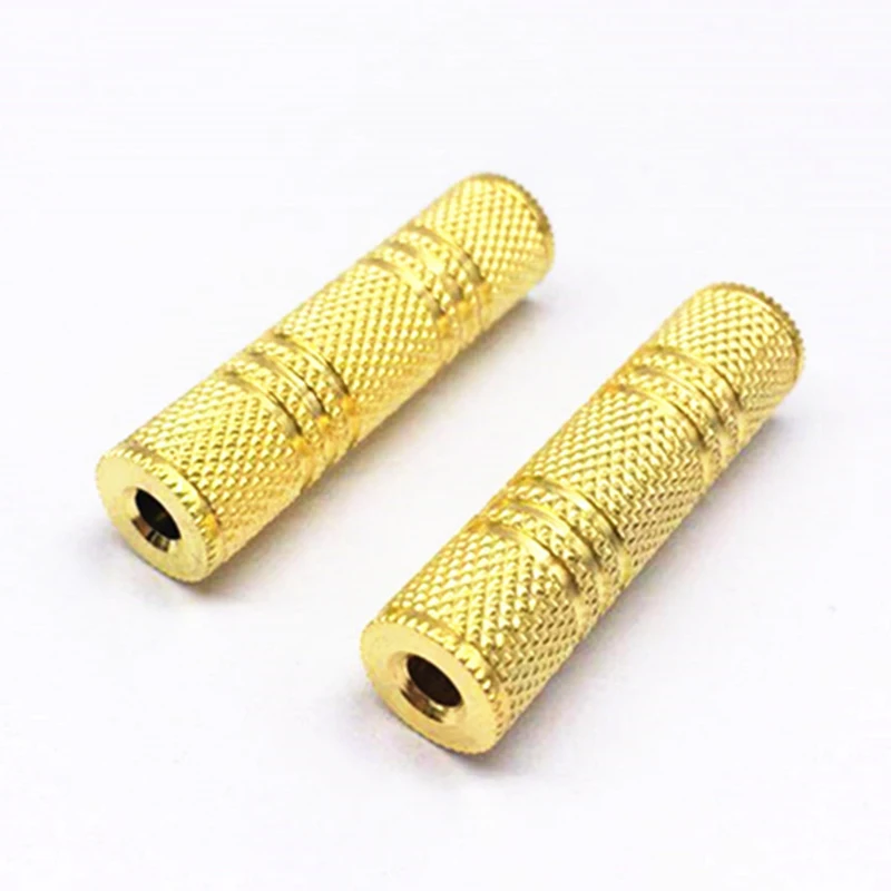 2PCS 3.5mm 잭 커플러 금도금 3.5mm 암-3.5mm 암 잭 플러그 오디오 스테레오 커플러 소켓 어댑터 커넥터