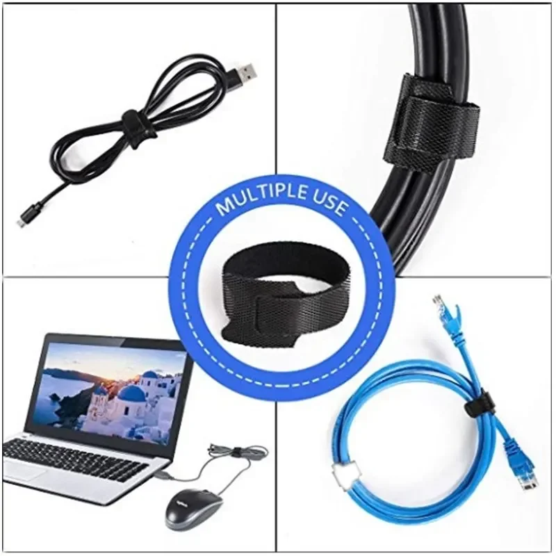 50Pcs 재사용 가능한 고정 케이블 타이 조정 가능한 코드 타이, 나일론 케이블 관리 스트랩 후크 루프 코드 주최자 와이어 타이