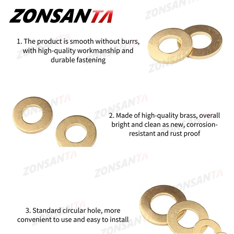 M2 M2.5 M3 M4 M5 M6 M8 M10 M12 M14 M16 M18 솔리드 브래스 구리 플랫 와셔 일반 황동 가스켓 심 패드 링 스페이서 원형 중간자