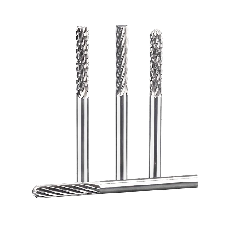 텅스텐 카바이드 로터리 파일 경질 합금 로터리 버 드릴 비트 조각 커터 3mm 생크 그라인딩 헤드