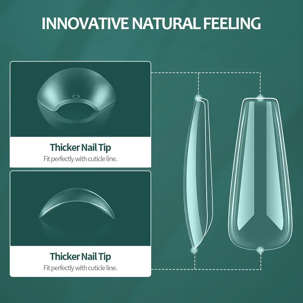 Nailpop 600PCS 소프트 젤 X 네일 팁 풀 커버 관 스틸레토 가짜 손톱 엑스트라 쇼트 아몬드 스퀘어 젤 틀린 네일 팁