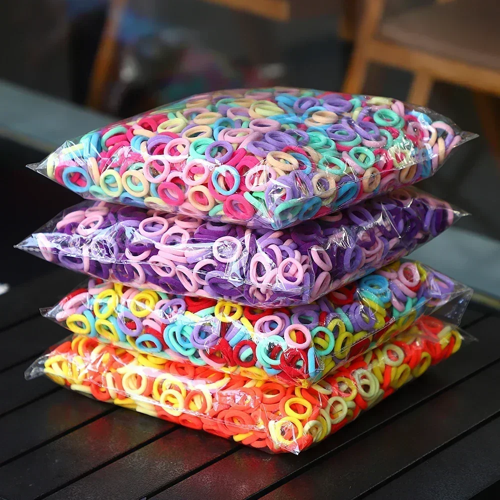 50 개/가방 여자를위한 다채로운 기본 나일론 Ealstic 헤어 넥타이 포니 테일 잡아 Scrunchie 고무 밴드 아이 패션 헤어 액세서리