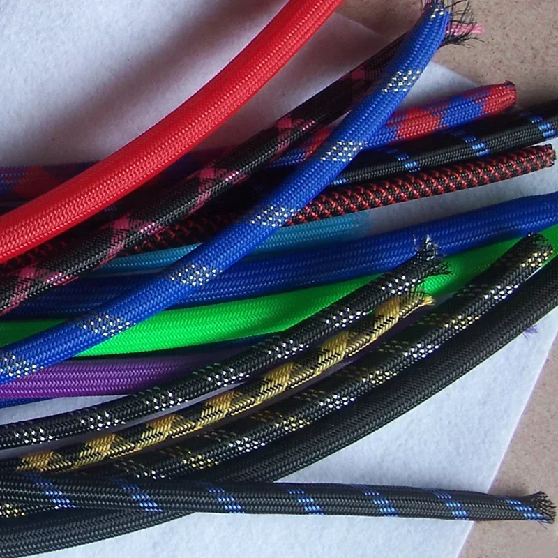 1/5/10M 새로운 꽉 PET 땋은 슬리브 2 4 6 8 10 12 14 16 20 25 30mm 고밀도 절연 케이블 보호 확장 가능한 외장