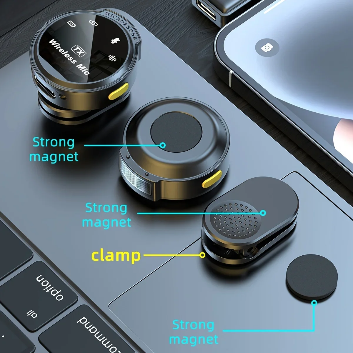 J6 무선 라발리에 마이크 플러그 앤 플레이 핀 마이크, 원활한 비디오 녹화, 블로깅, 라이브 스트리밍 및 인터뷰용