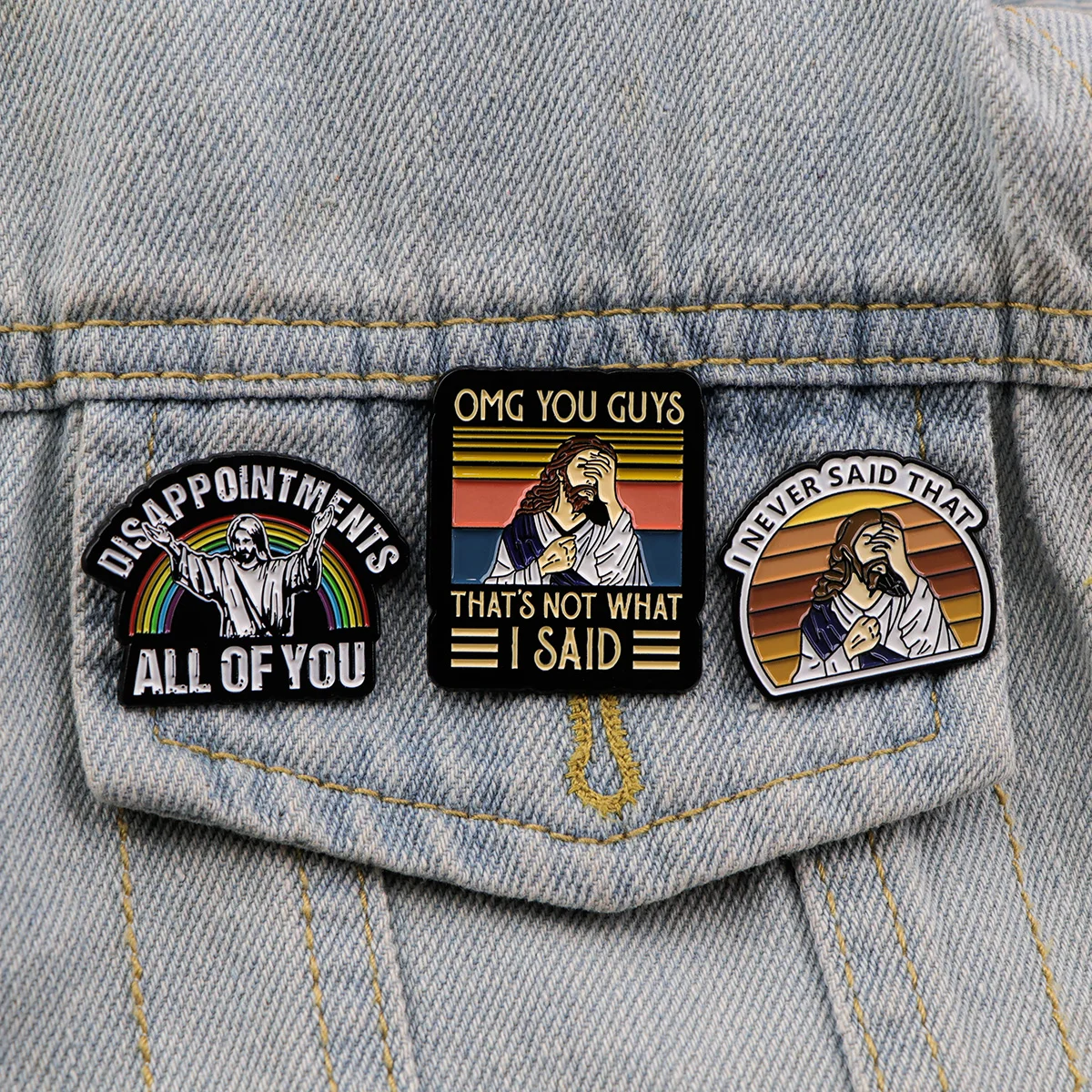 빈티지 나는 결코 재미 있은 예수 에나멜 핀 브로치 소나무 옷깃 핀 배지 배낭 의류 액세서리 패션 쥬얼리