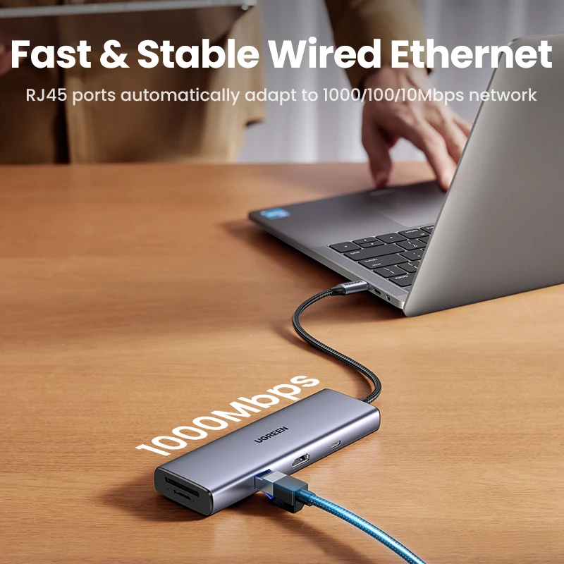 UGREEN USB C 허브 HDMI 어댑터, USB C에서 USB3.0, PD100W, SD 및 TF, 맥북 프로 에어 노트북용, C타입 3.1 스플리터 도킹 스테이션, 4K60Hz