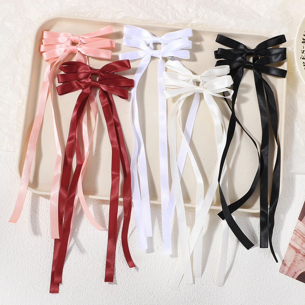 여성용 원단 헤어 활, 리본 헤어 클립, 머리 장식, 블랙 화이트 활 탑 클립, 여성 헤어 액세서리, 2 개